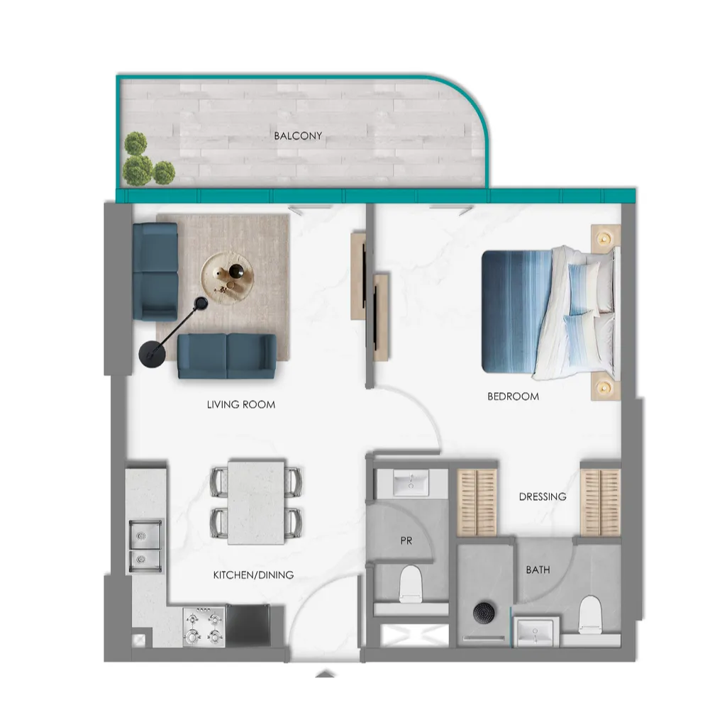 1 bedroom floor plan