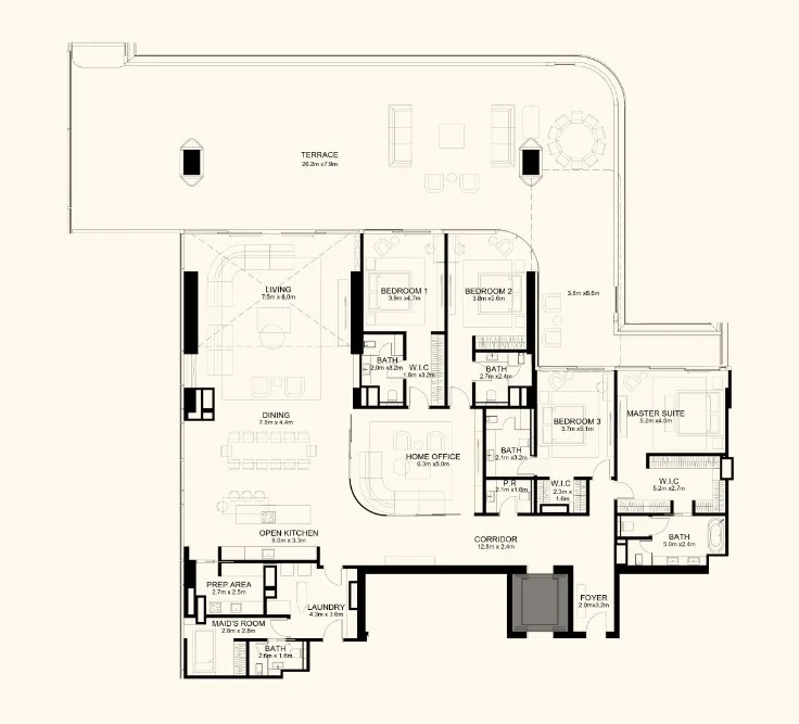 4 bedrooms floor plan
