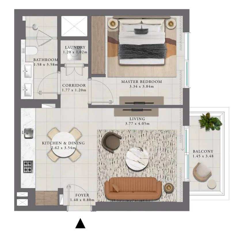 1 bedroom floor plan