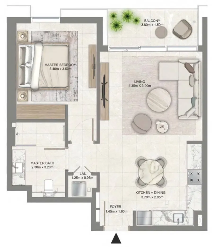 1 bedroom floor plan