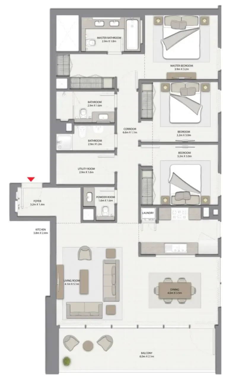 3 bedrooms floor plan