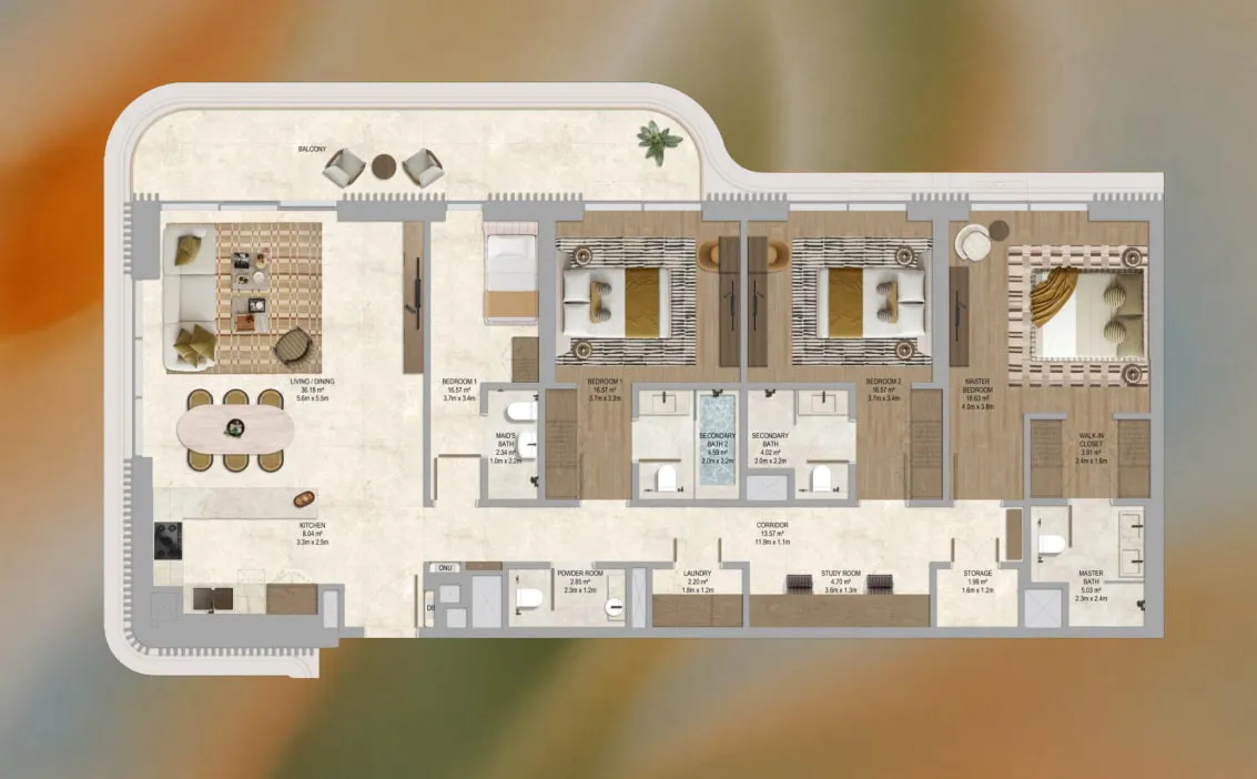 3 bedrooms floor plan