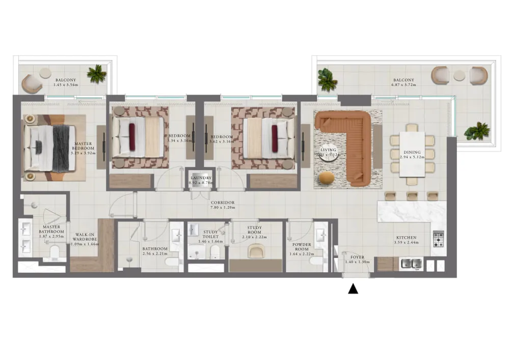 3 bedrooms floor plan