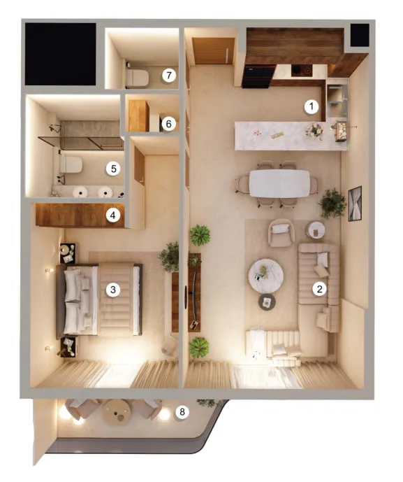 1 bedroom floor plan