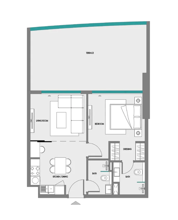 Samana Greenfield 2 — 1 Bedroom floor plan