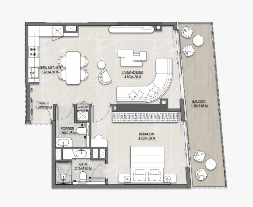 1 bedroom floor plan