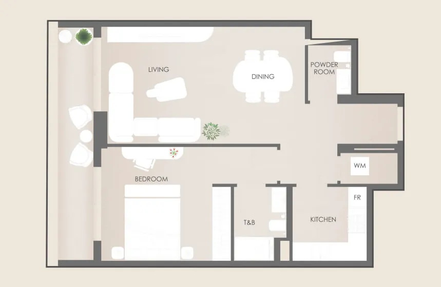 1 bedroom floor plan