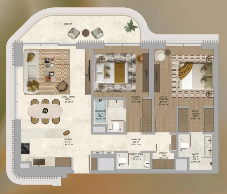 2 bedrooms floor plan