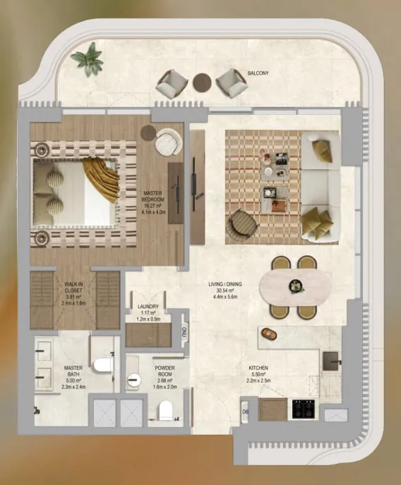 1 bedroom floor plan