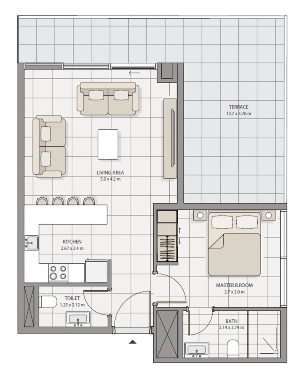 1 bedroom floor plan