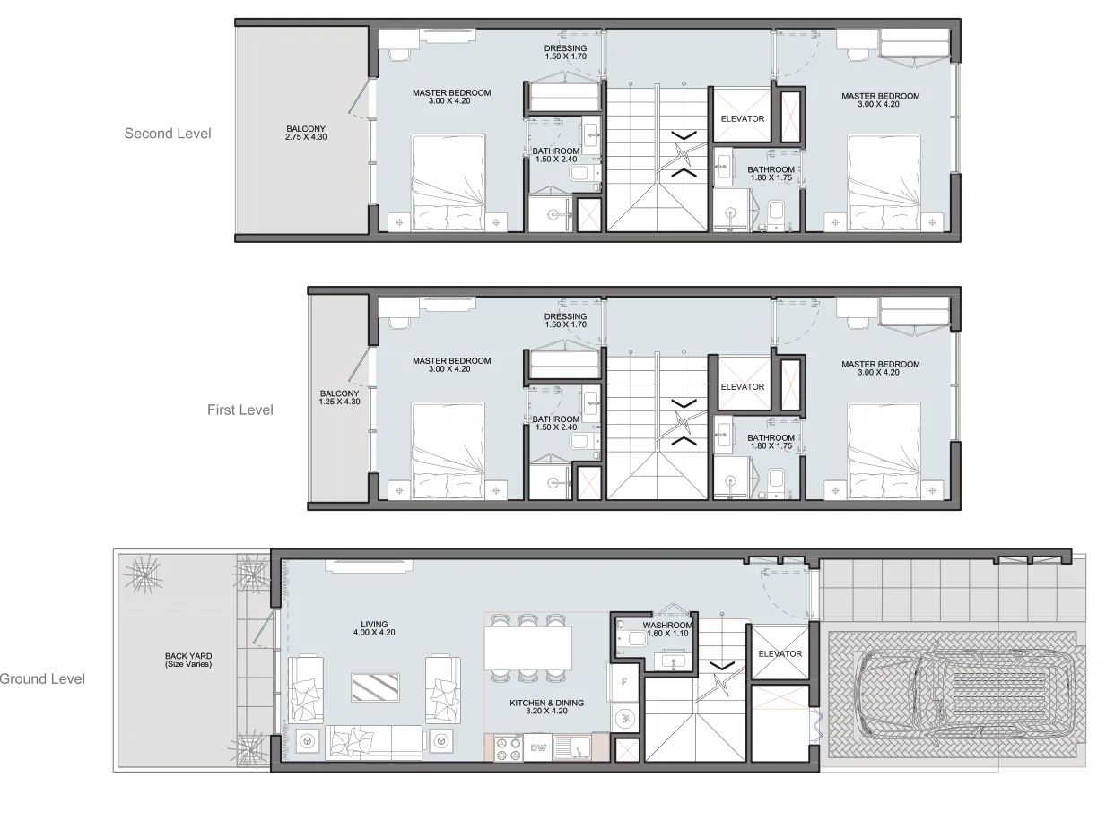 4-bedroom townhouse floor plan