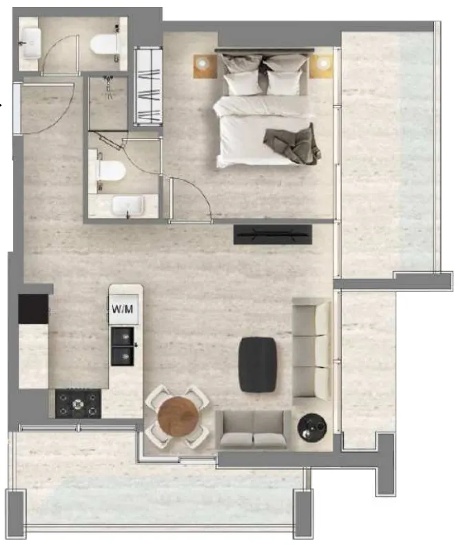 1 bedroom floor plan