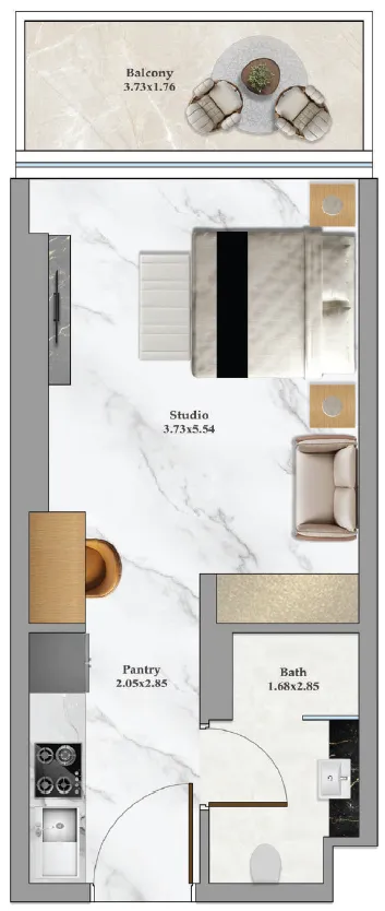 Danube Bayz 102 Studio floor plan