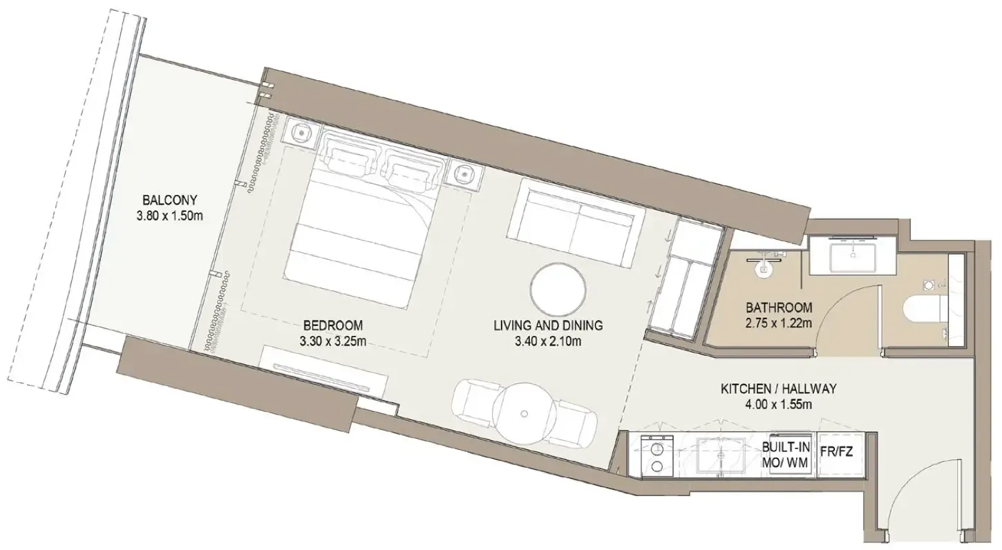 One Development Laguna Residence 1BR floor plan