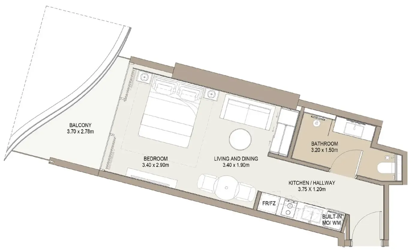 One Development Laguna Residence Studio floor plan
