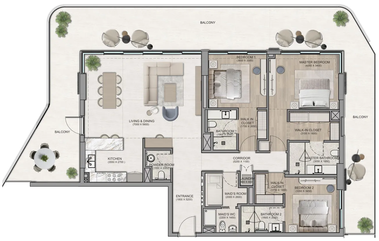 3 bedrooms floor plan