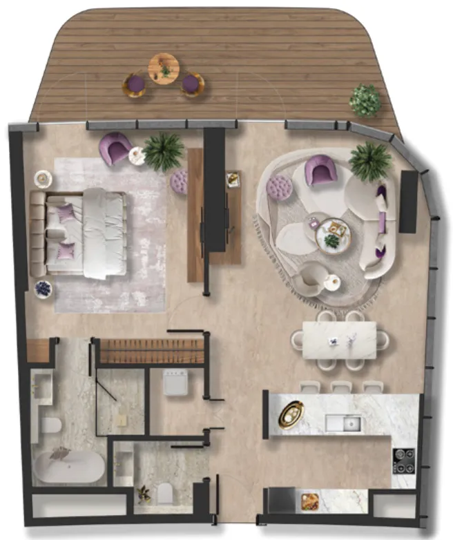 BNW Developments Taj Wellington Mews 1BR floor plan