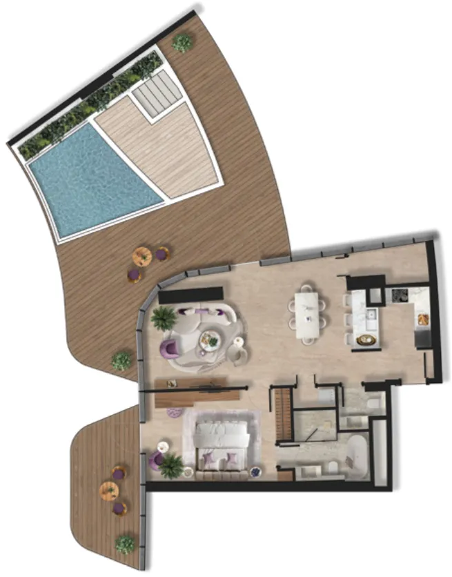 BNW Developments Taj Wellington Mews 1BR floor plan