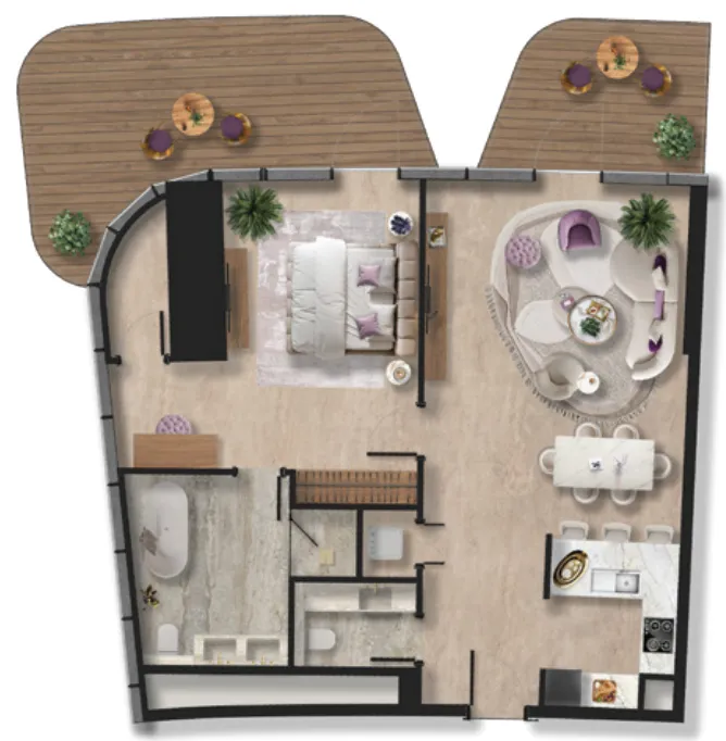 BNW Developments Taj Wellington Mews 1BR floor plan