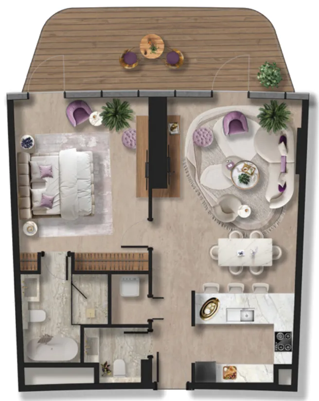 BNW Developments Taj Wellington Mews 1BR floor plan