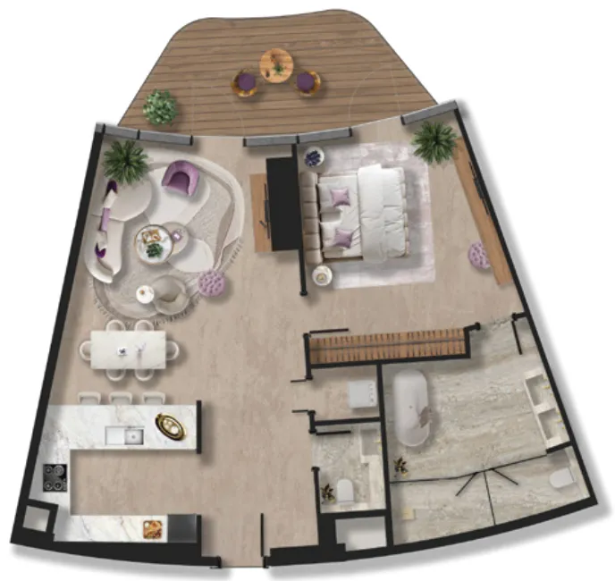 BNW Developments Taj Wellington Mews 1BR floor plan