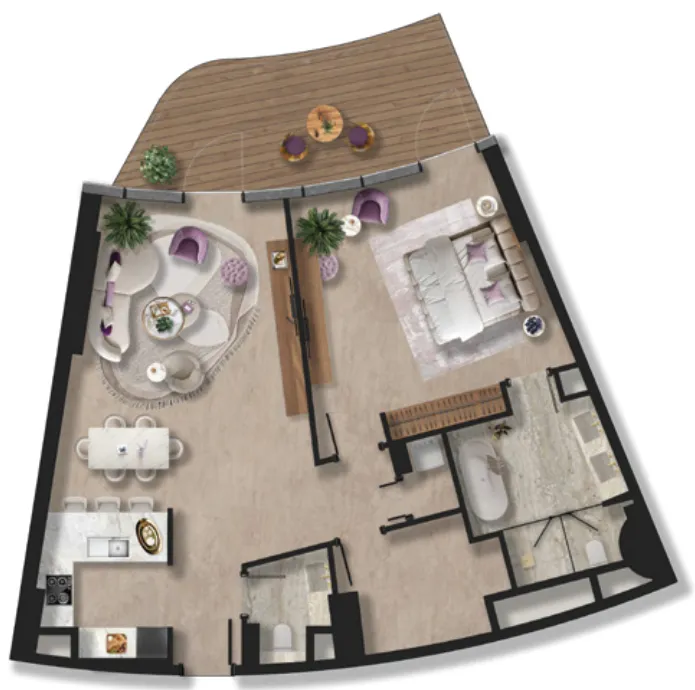 BNW Developments Taj Wellington Mews 1BR floor plan