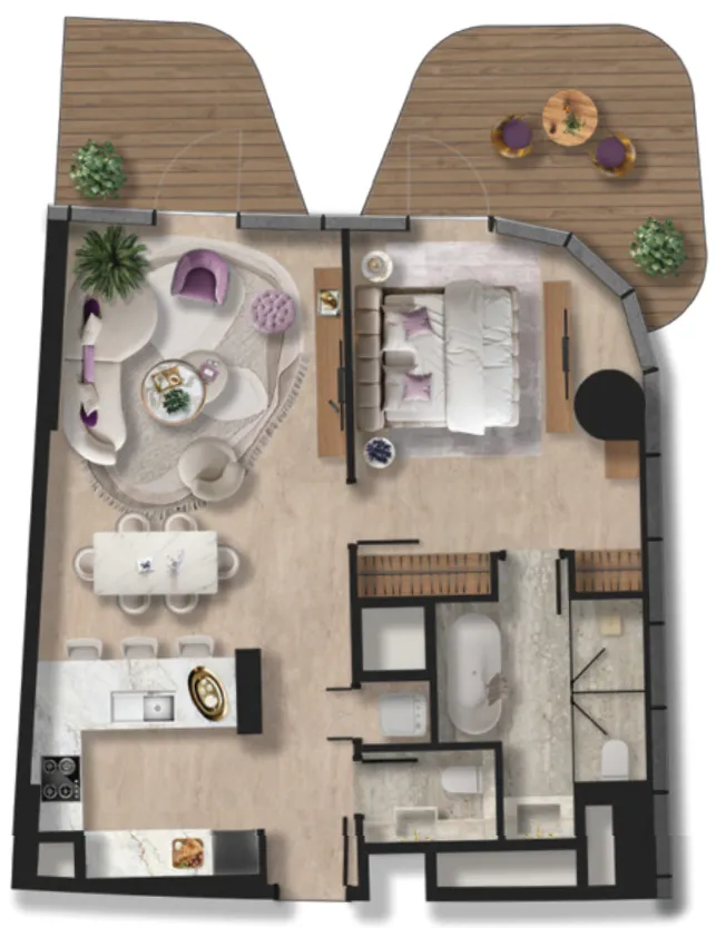 BNW Developments Taj Wellington Mews 1BR floor plan