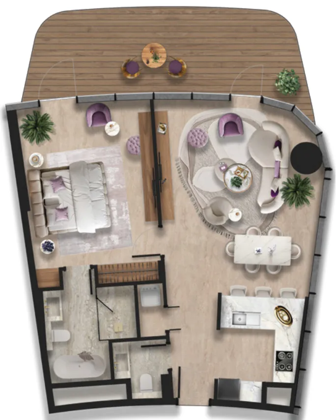 BNW Developments Taj Wellington Mews 1BR floor plan