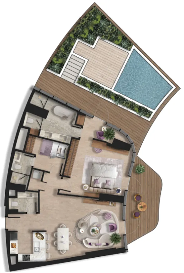 BNW Developments Taj Wellington Mews 1BR floor plan