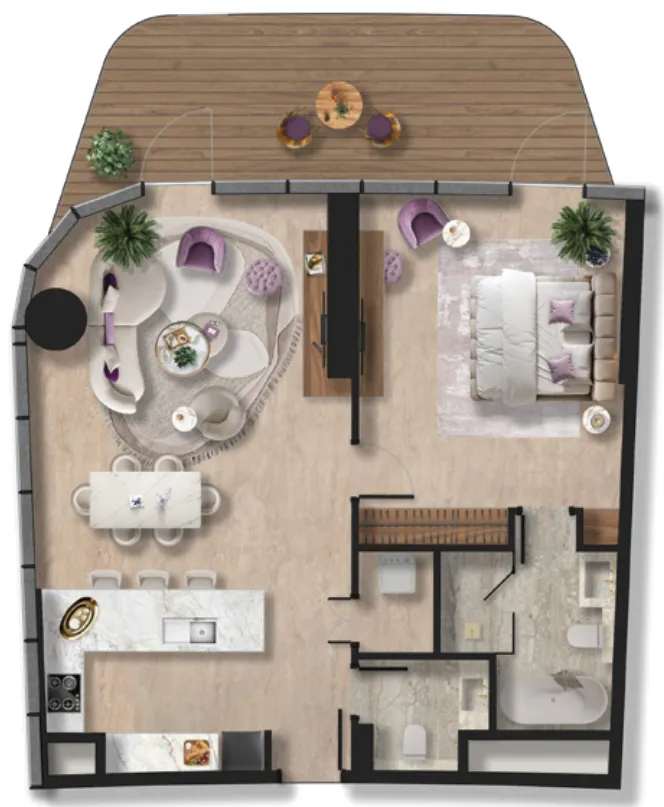 BNW Developments Taj Wellington Mews 1BR floor plan