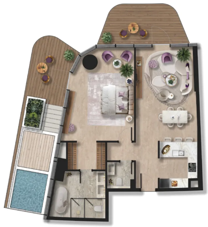 BNW Developments Taj Wellington Mews 1BR floor plan