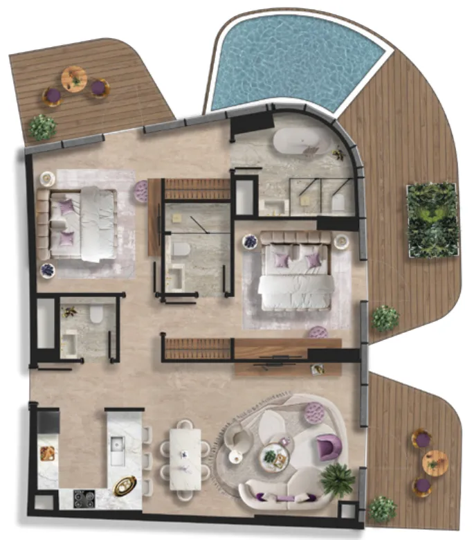BNW Developments Taj Wellington Mews 2BR floor plan