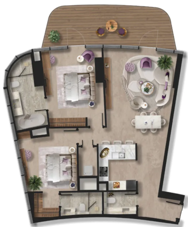 BNW Developments Taj Wellington Mews 2BR floor plan