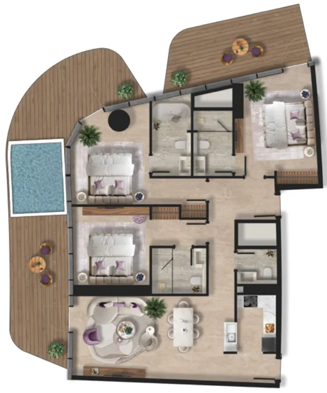 BNW Developments Taj Wellington Mews 3BR floor plan