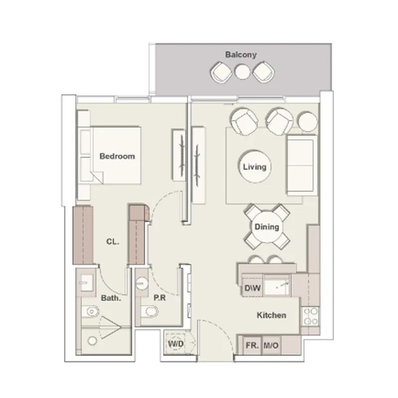 1 bedroom floor plan