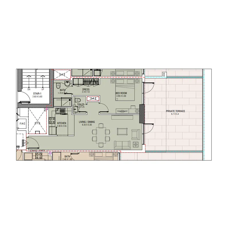 1 bedroom floor plan