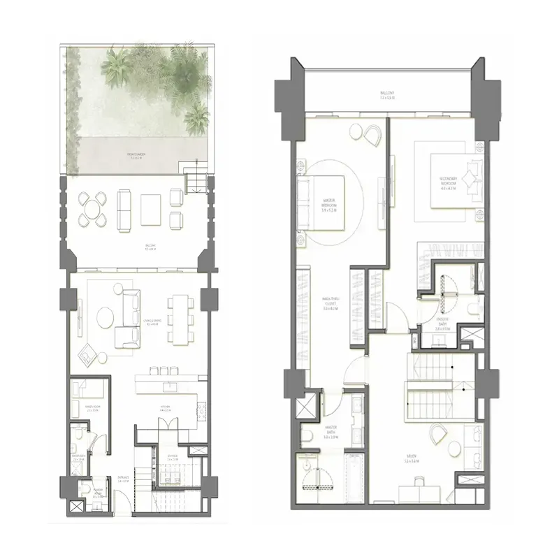2 bedrooms floor plan