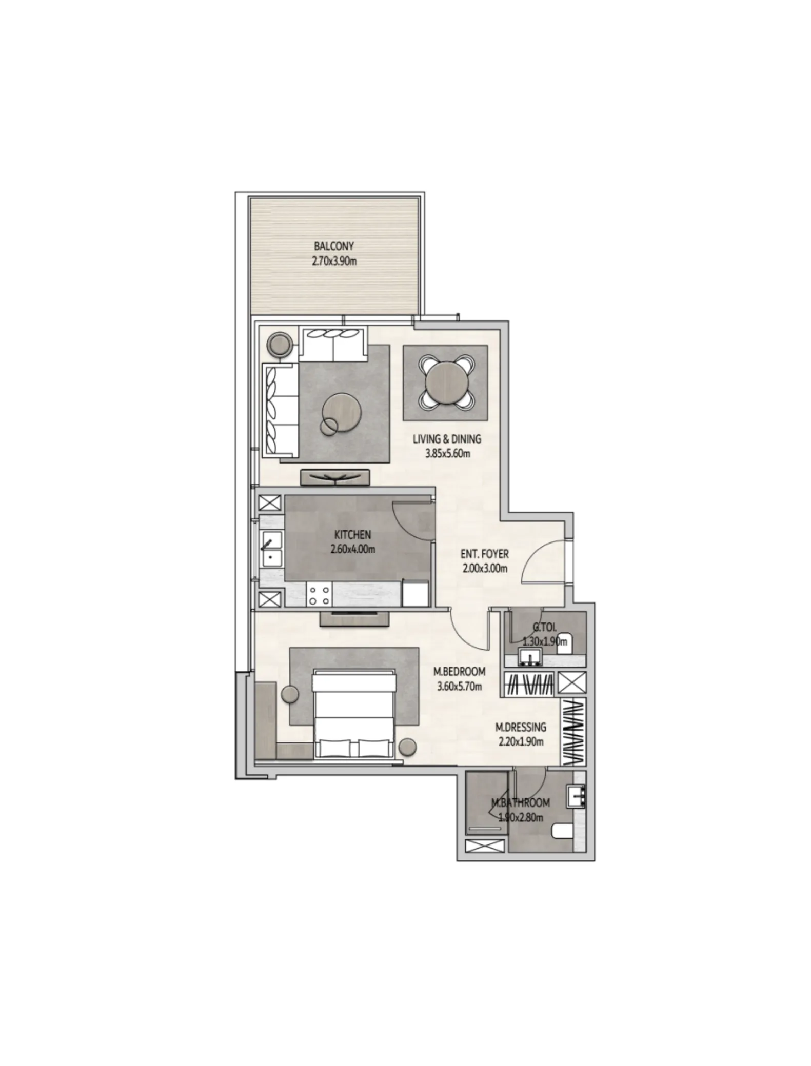 1 bedroom floor plan