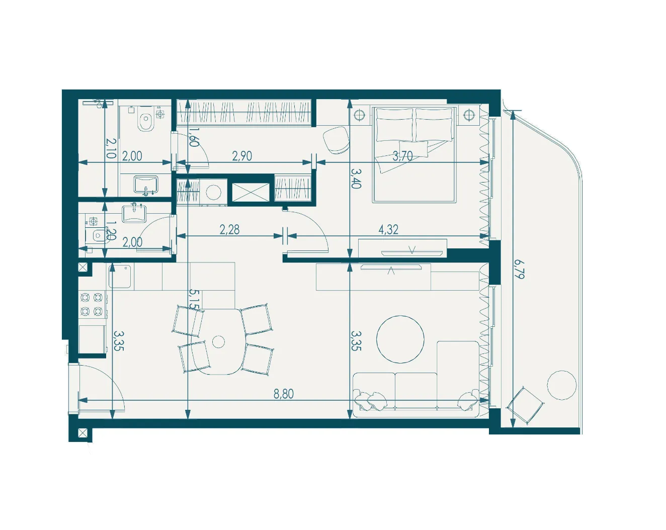 1 bedroom floor plan