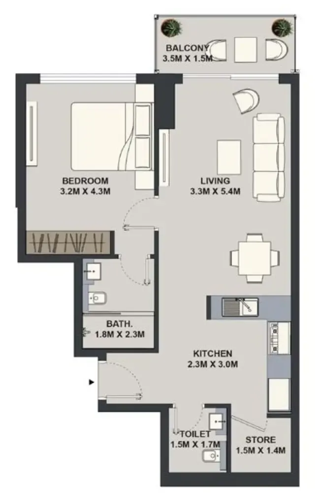 Pantheon Maison Elysee 1BR floor plan