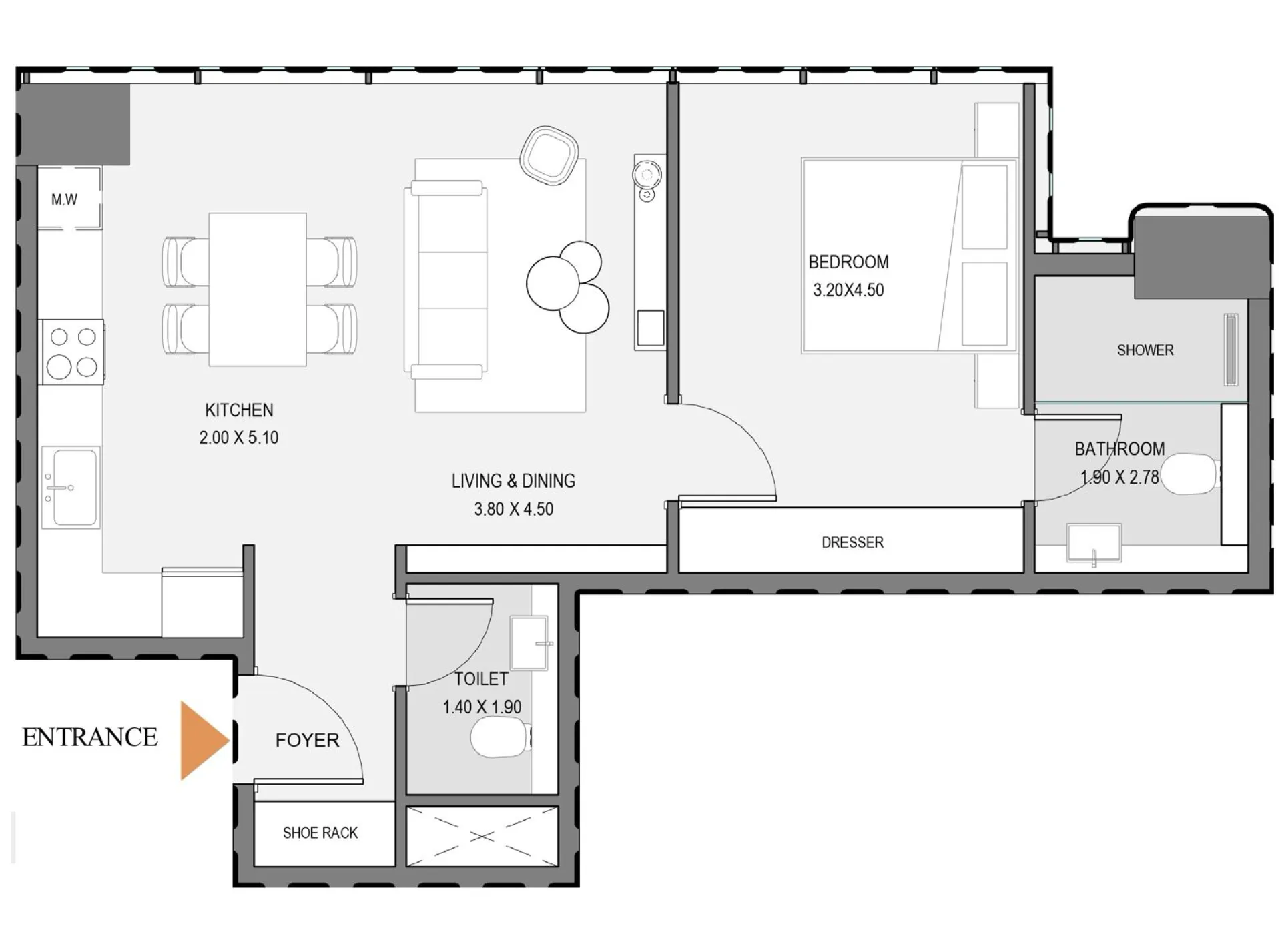 Zen Lagoons by Sanzen — 1 Bedroom floor plan