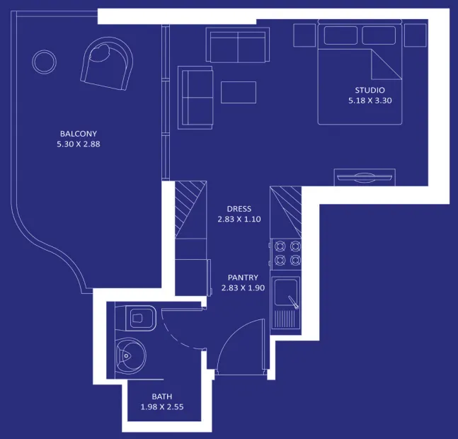 Oceanz — Studio floor plan