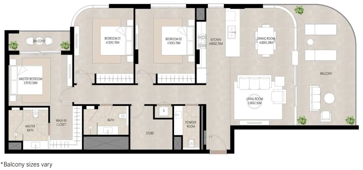 Berkshire Park — 3 Bedrooms floor plan
