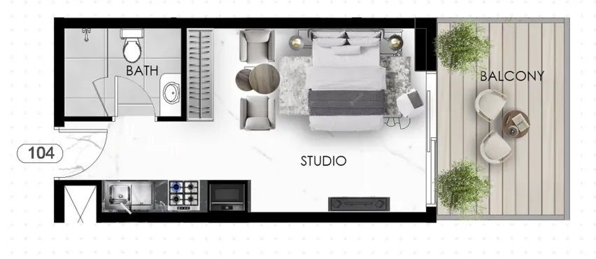 The Eighty Three — Studio floor plan