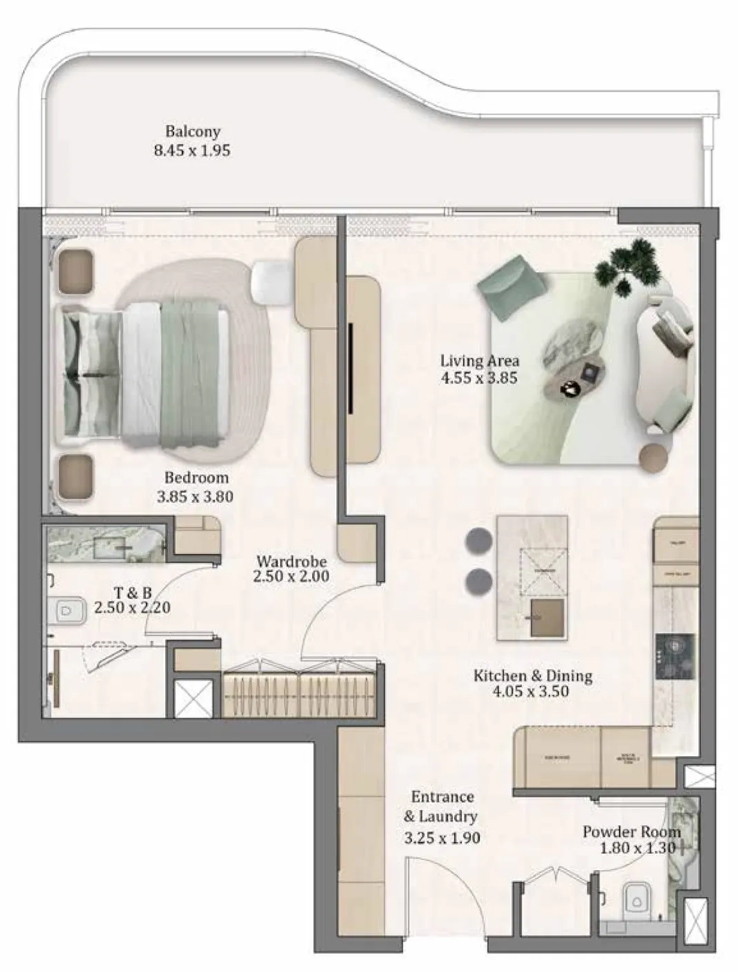 Flow Residences — 1 Bedroom floor plan