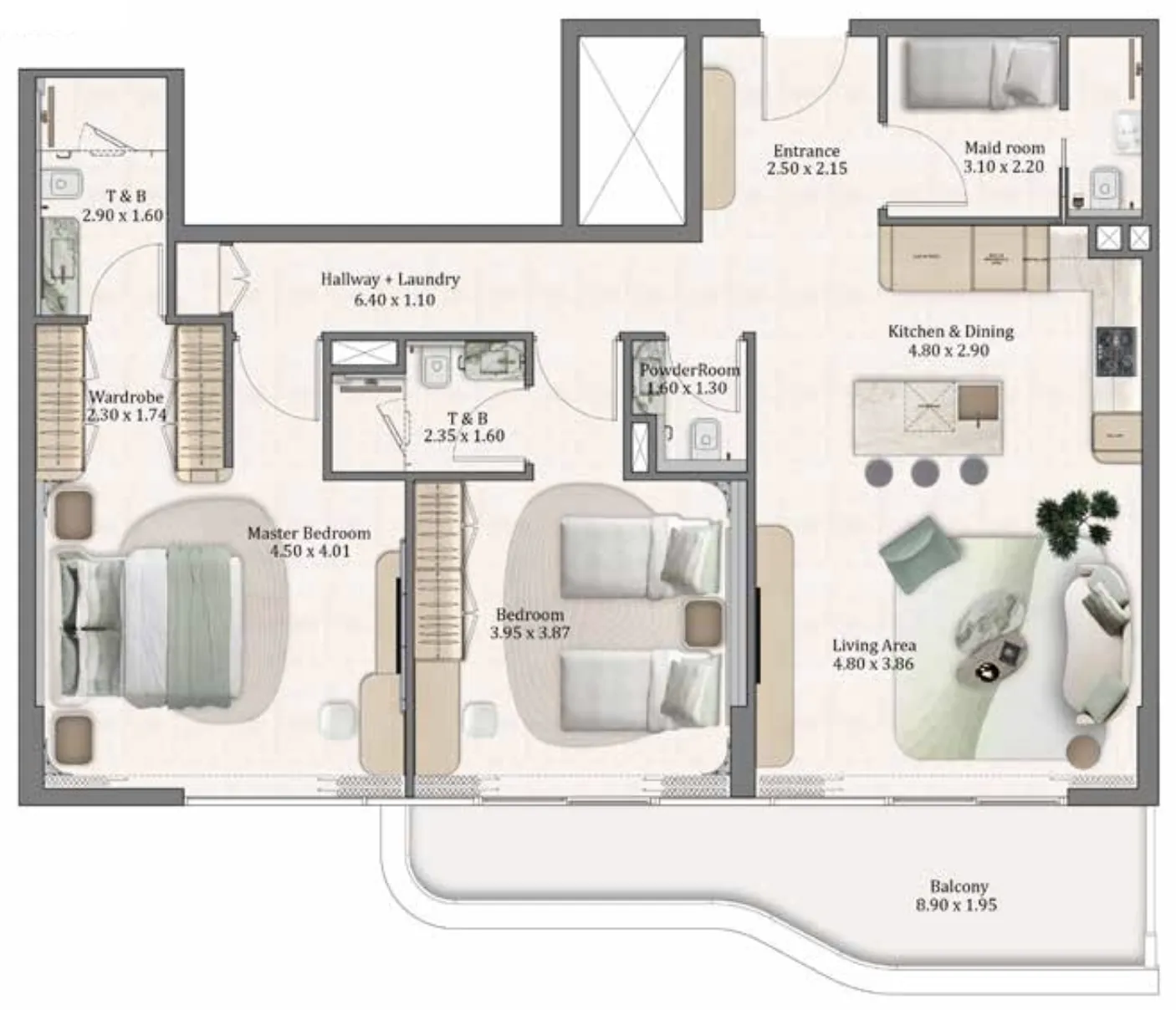 Flow Residences — 2 Bedrooms floor plan
