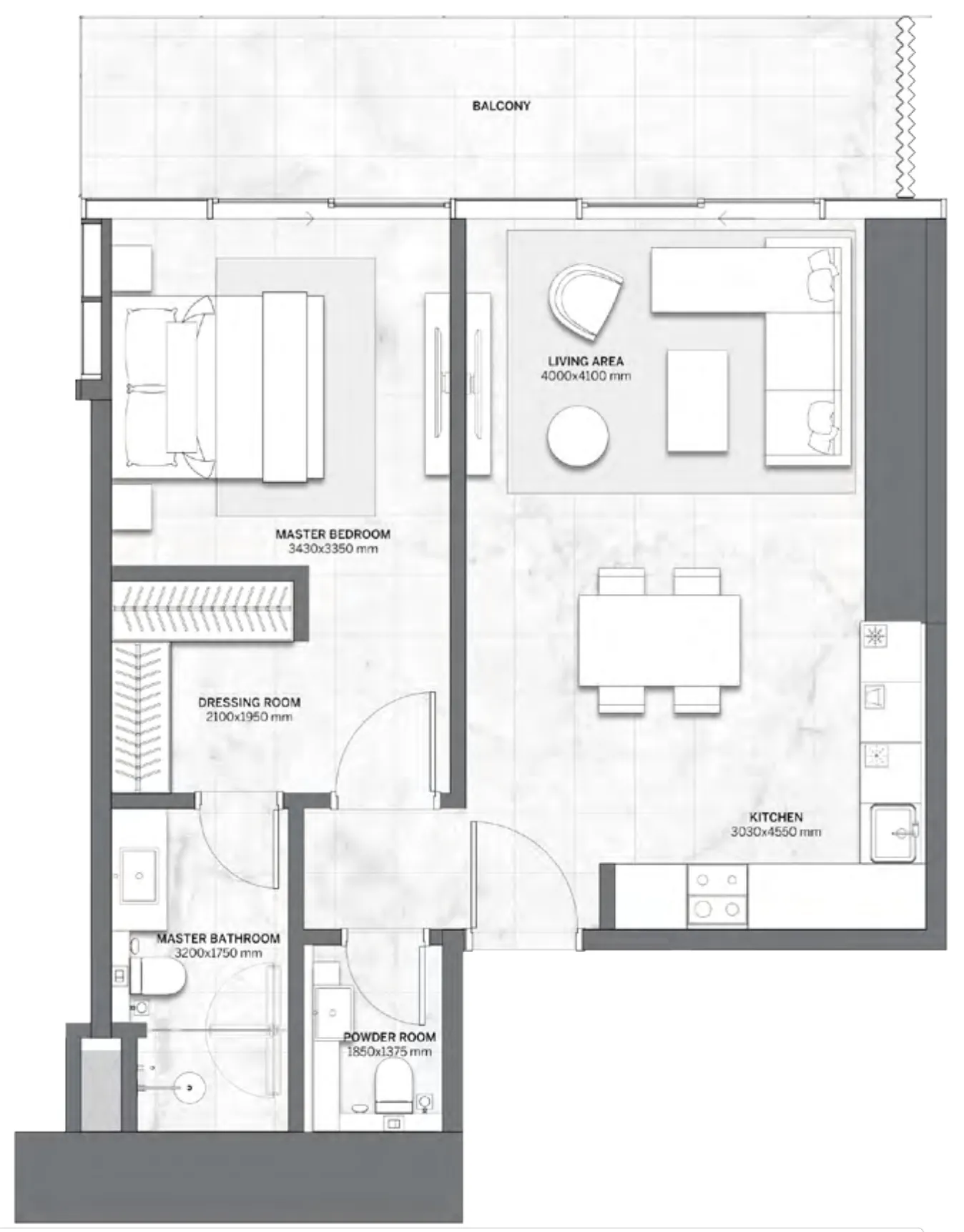 Trump International Hotel and Tower — 2 Bedrooms floor plan