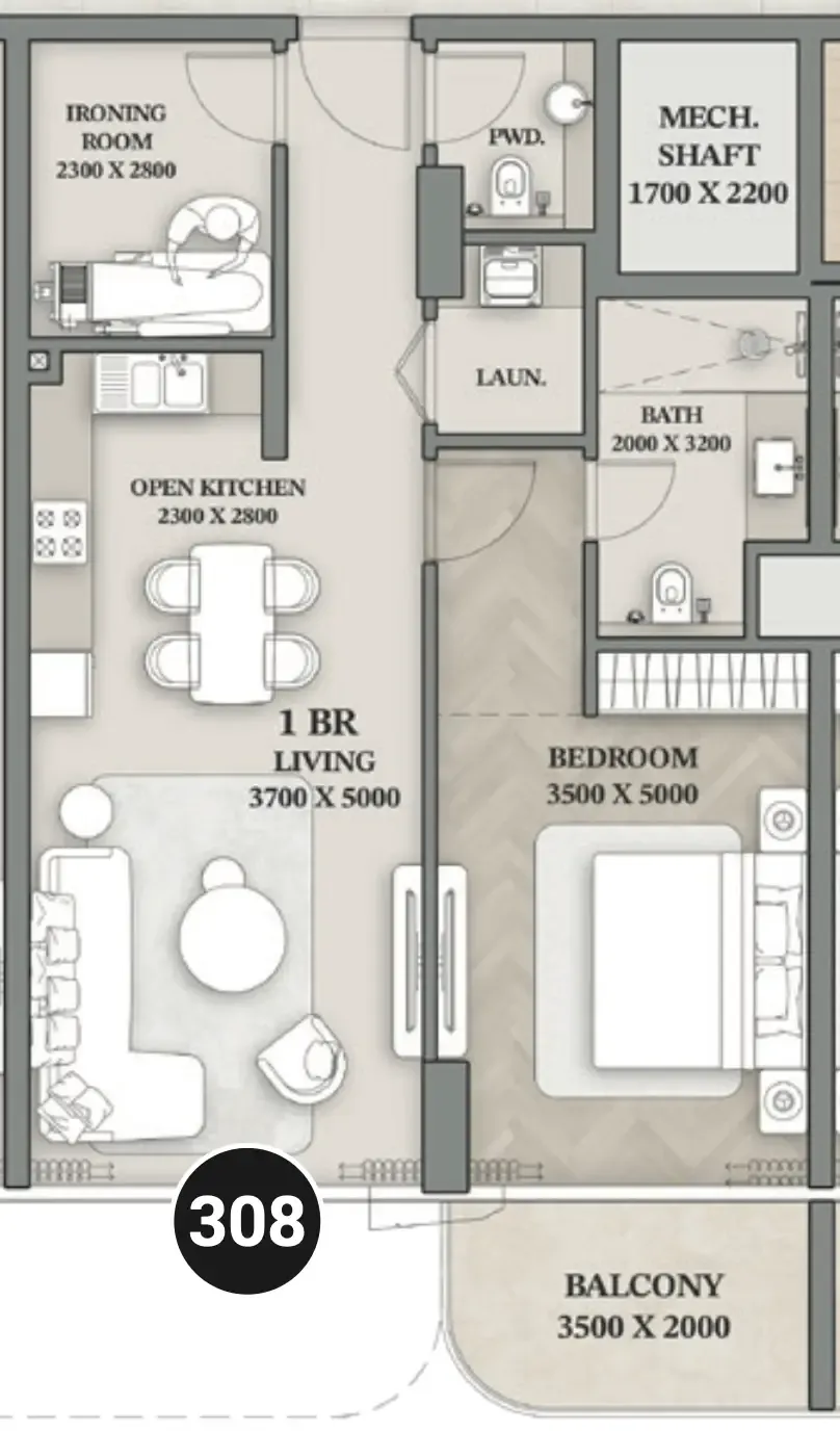 Wellington Ocean Walk — 1 Bedroom floor plan