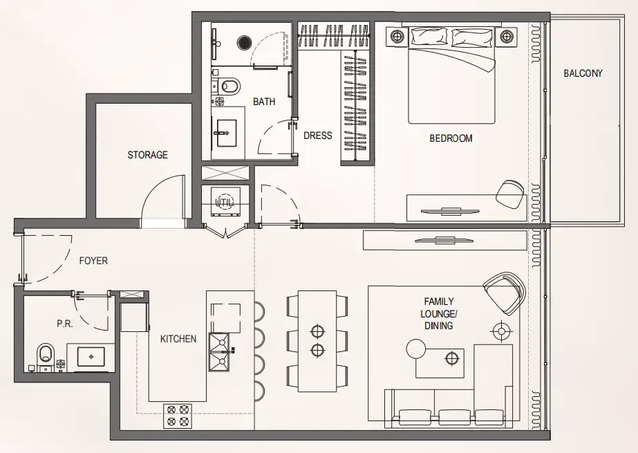 Bayview Boulevard — 1 Bedroom floor plan