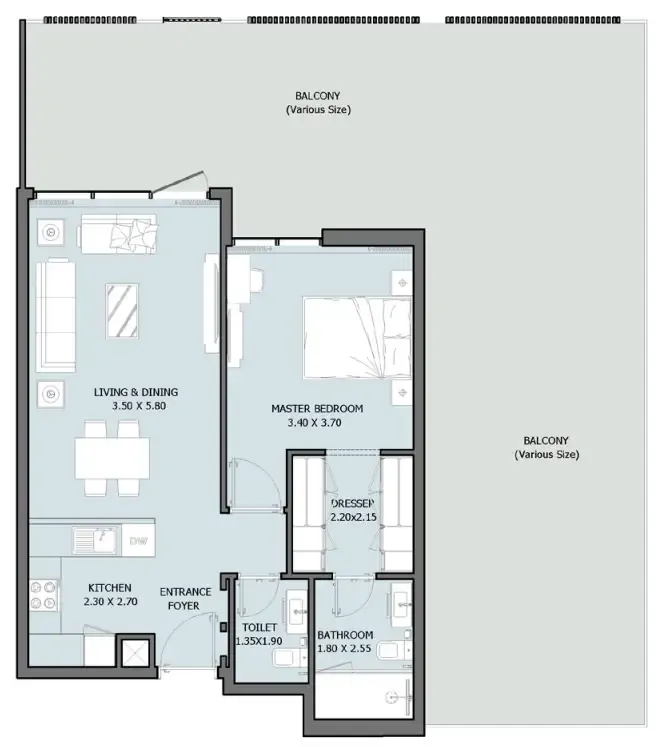 Verdana VIII — 1 Bedroom floor plan